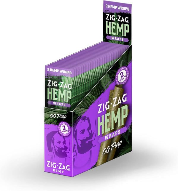 ZIG-ZAG, Natural Hemp Wraps, Non-Gmo, 2 Wraps per Pack, Pack of 25, OG Purp