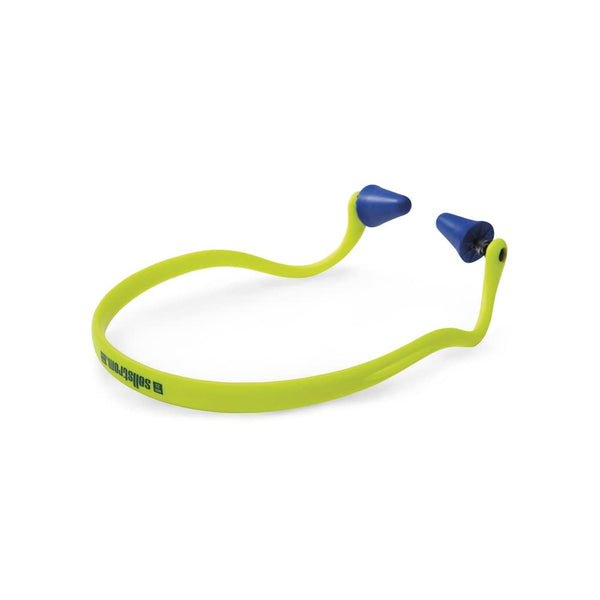 Sellstrom Reusable Banded Earplugs for Work - Work Safety Hearing Protection - 25Db - Hi-Vis Green/Blue