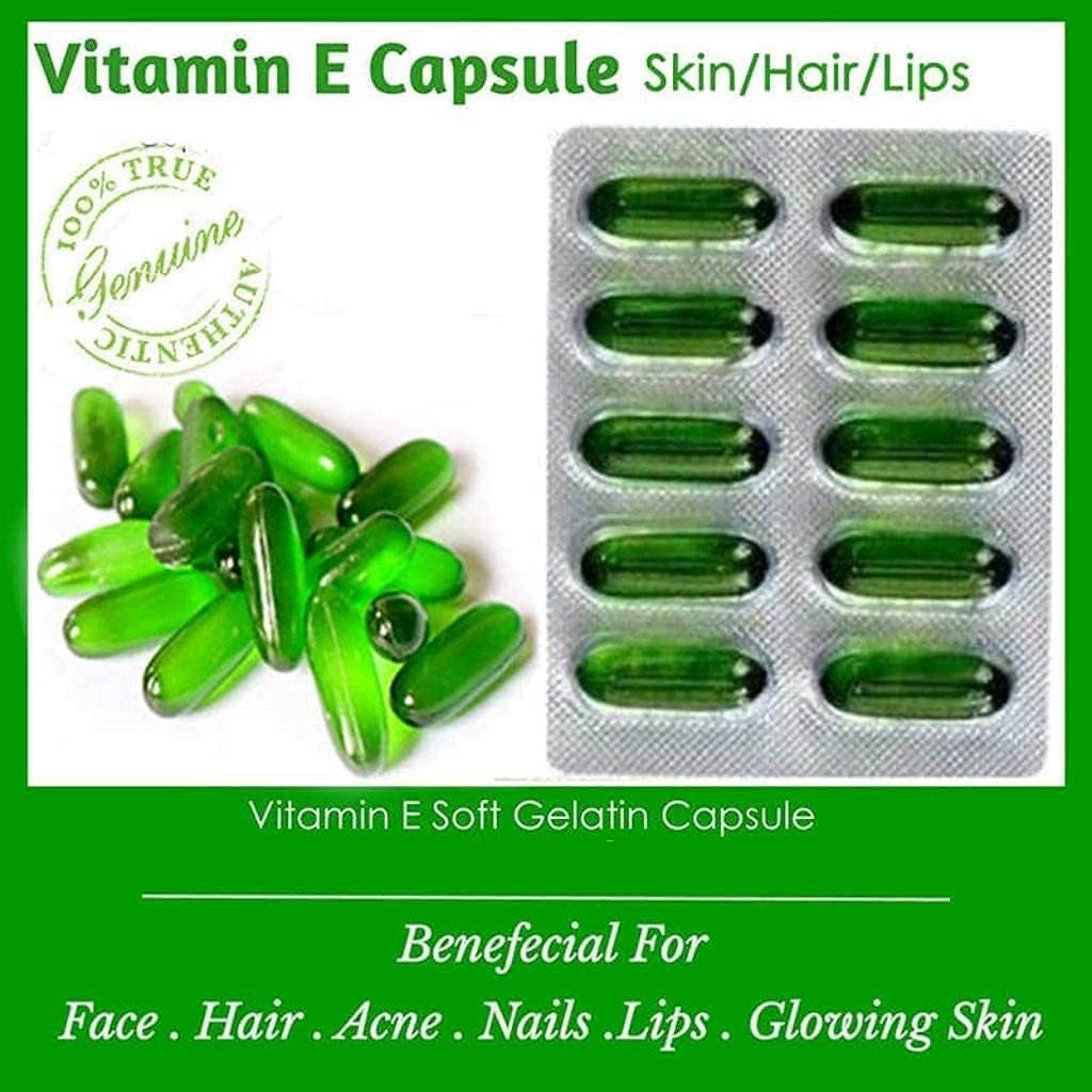 50 Evion Capsules Vitamin E for Glowing Face,Strong Hair,Acne,Nails, Glowing Skin 400Mg