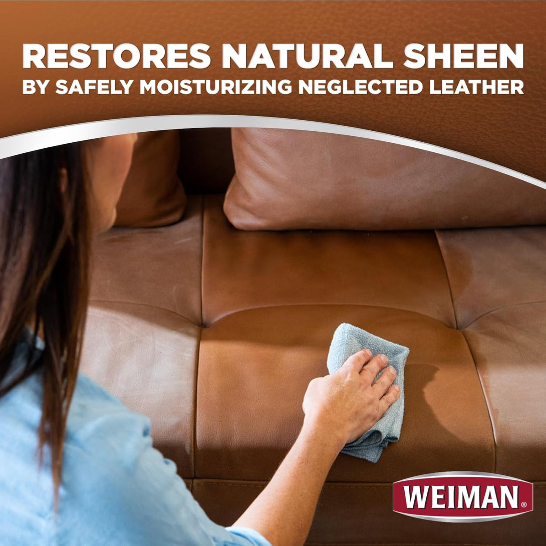 Weiman Leather Cleaner and Conditioner for Furniture - 12 Ounce - 2 Pack - Ultra Violet Protection Help Prevent Cracking or Fading of Leather Couches, Car Seats, Shoes, Purses