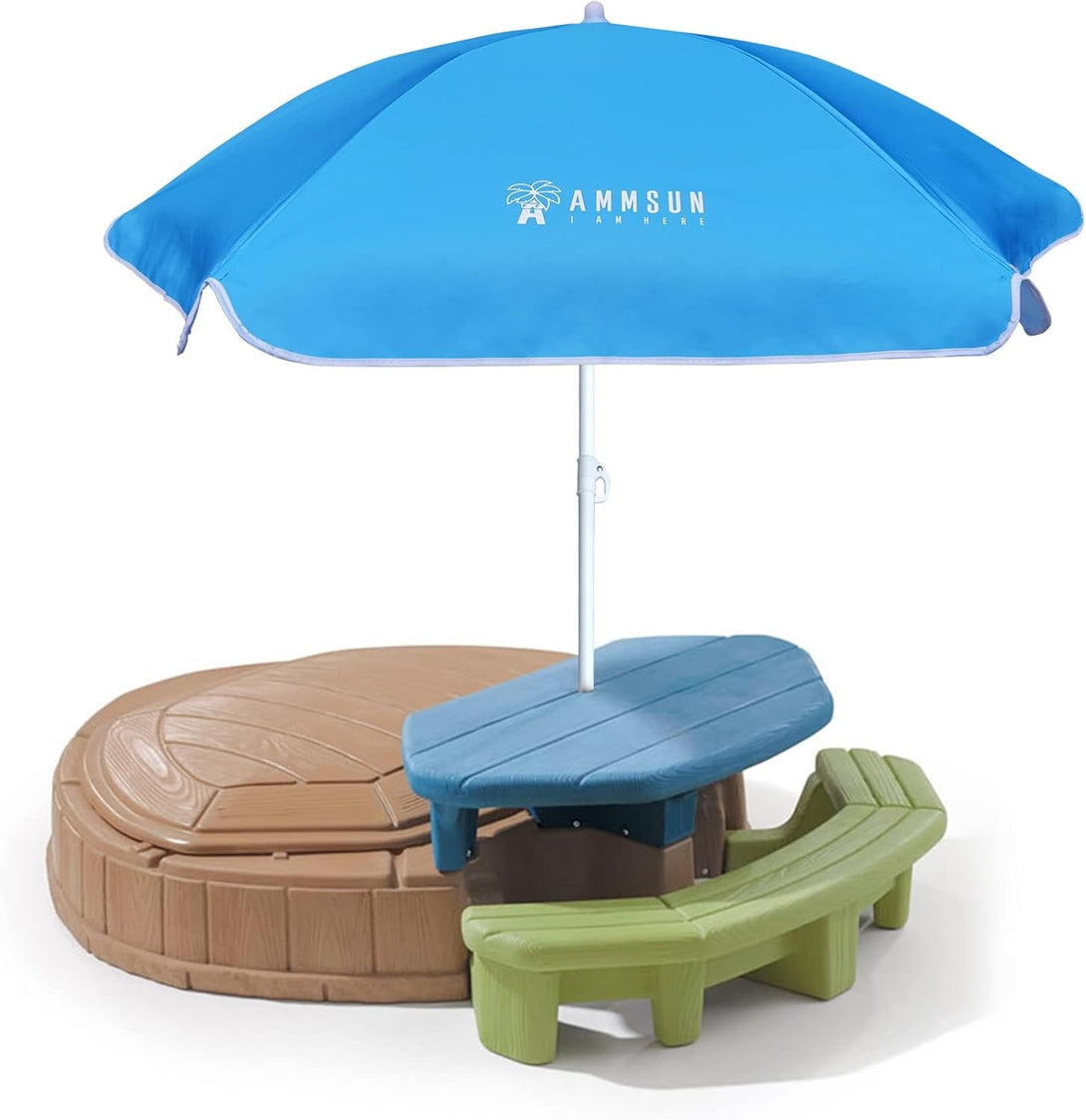 AMMSUN 5Ft Seaside Beach Umbrella for Sand and Water Table - Kids Durable Umbrellas for Children Beach Camping Garden Outdoor Play Shade