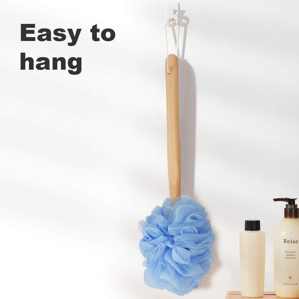 Loofah with Handle, Loofah on a Stick, Loofah Sponge with Handle, PE Soft Mesh Luffa, Exfoliating Luffa on a Stick for Men and Women