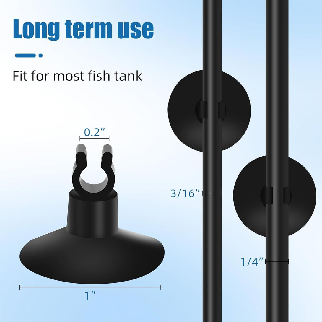 AQUANEAT 25 Feet Aquarium Airline Tubing, Standard 3/16" Tubing, Air Pump Accessories,With Air Stones, Check Valves, Suction Cups and Connectors (Black)