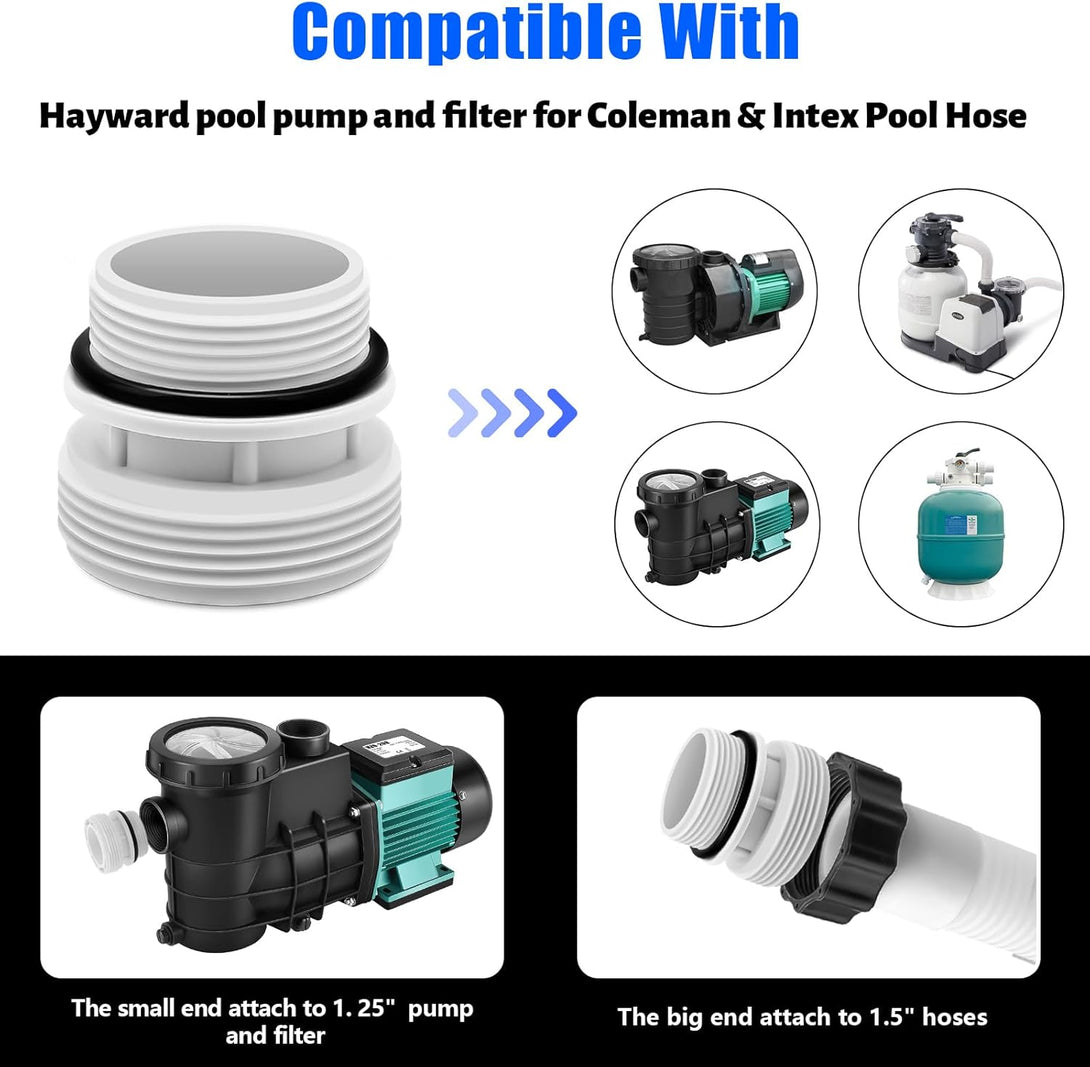 40Mm to 1 1/2 Inch Hose Conversion Adapters 4560 - Filter Hose Conversion Kit Compatible with Intex Hayward Coleman Pool Filter Pump Hose Connector above Ground Pools Part