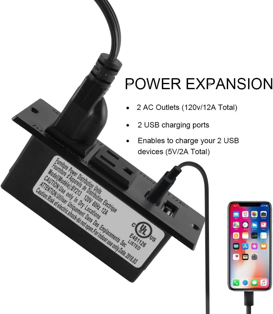 Conference Recessed Power Strip Socket with USB Ports,Table Power Strip,Desktop Charging Station with 2-Outlets and 2 USB Ports