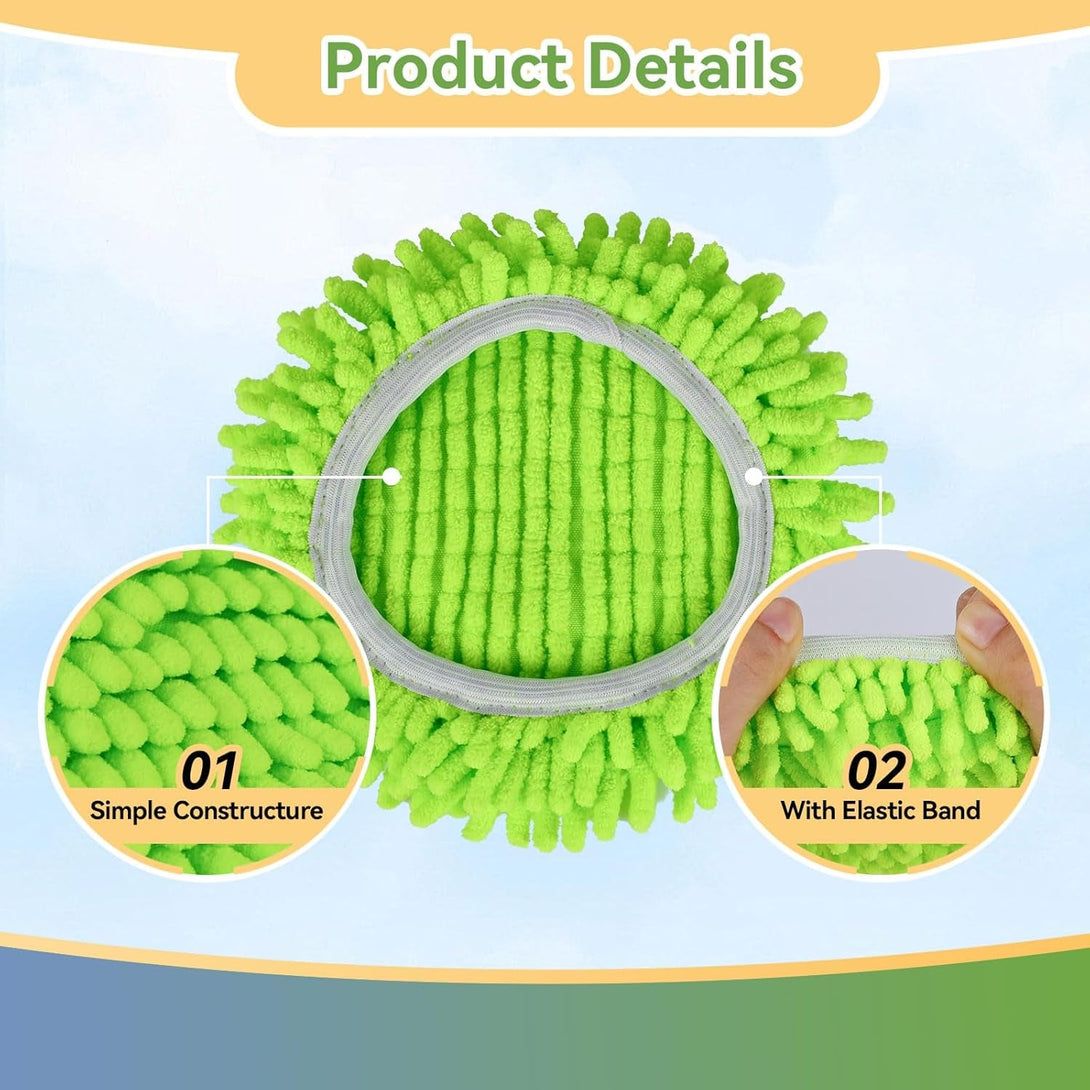 2 Pack Reusable Microfiber Mop Pads Compatible with O-Cedar Easywring Triangle Mop,Elastic Mop Head Replacement for Deep Clean,Machine Washable Mop Refills