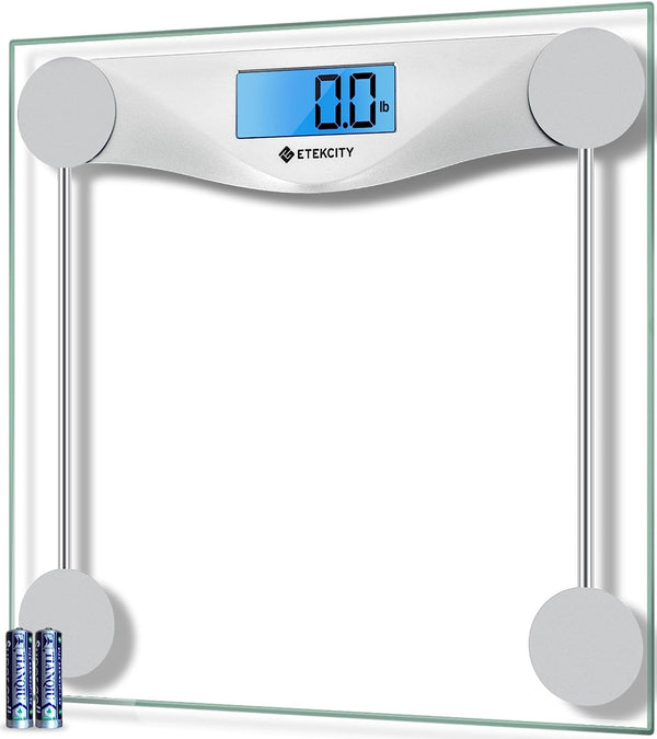 Etekcity Digital Body Weight Bathroom Scale, Large Blue LCD Backlight Display, High Precision Measurements,6Mm Tempered Glass, 400 Pounds