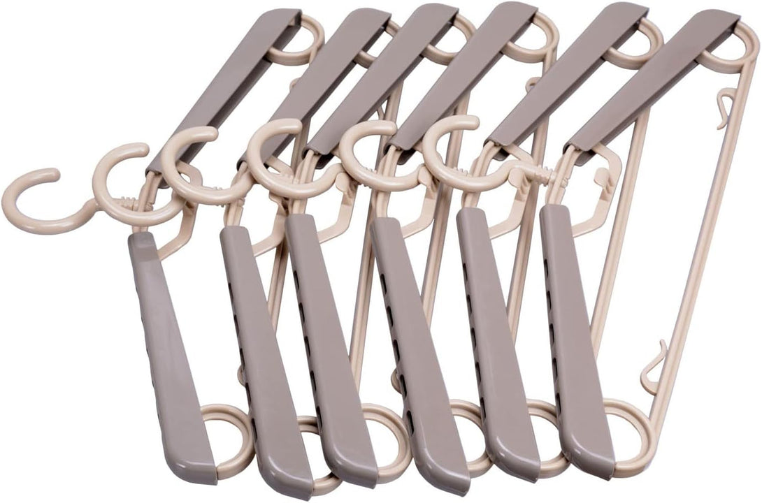 6-Pack Heavy Duty Plastic Extra-Wide Arm 15"-23" Suits Clothes Hangers with Swivel Hooks,Perfect for Coat,Jacket,Dress,Shirt,Trousers or Closet Space Saving,Grey&Tan