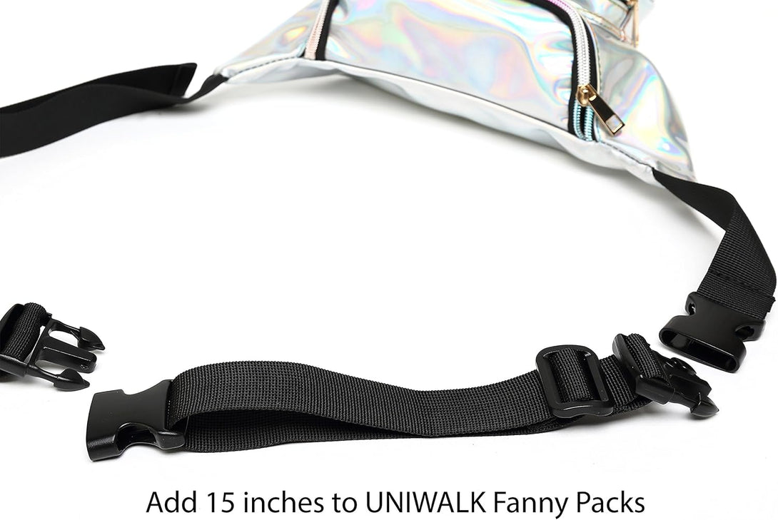 Fanny Pack [Belt] [Extender] Adjustable Elastic [Strap], Waist Bag Shoulder [Strap] Extension for Holographic Women'S Bag/Waterproof [Belt] Bag & Connect Luggage - 2 Pack - Black