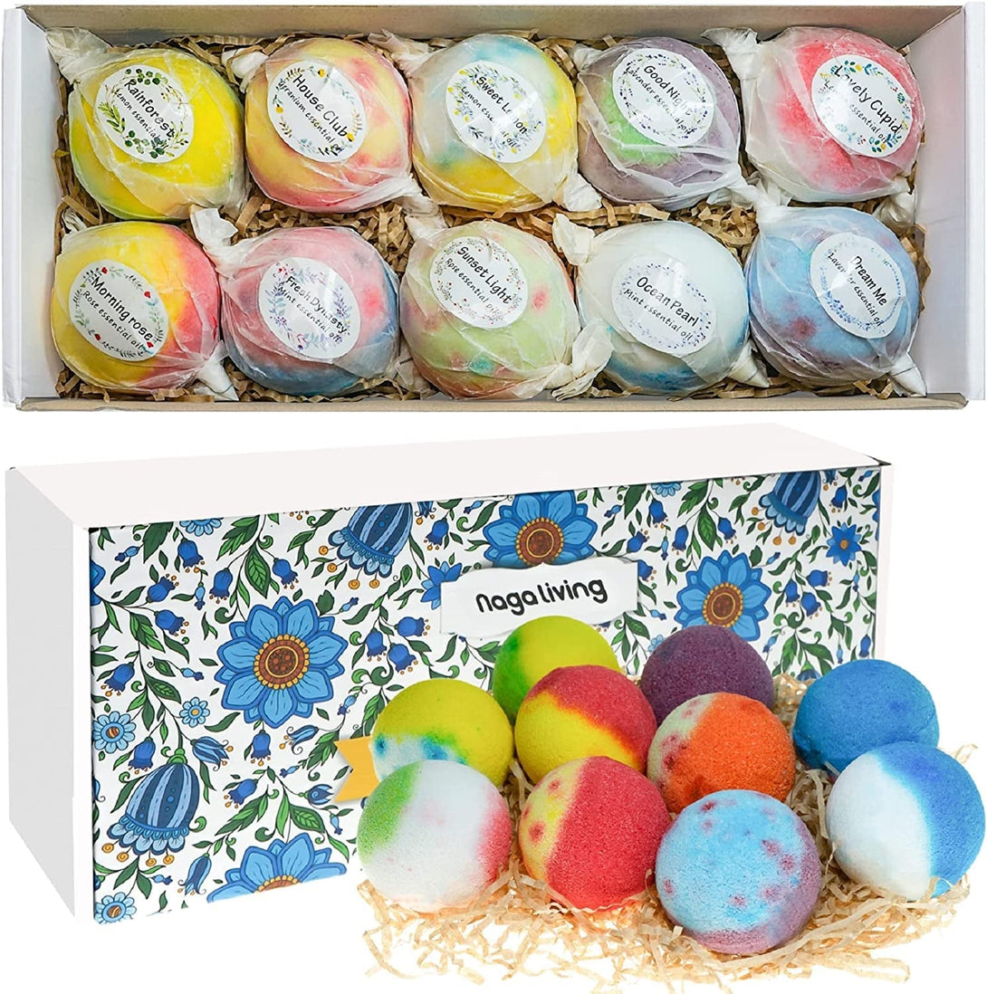 Bath Bombs Gift Set, 10 Organic Bubble Bombs, for Valentine’S Day, Christmas