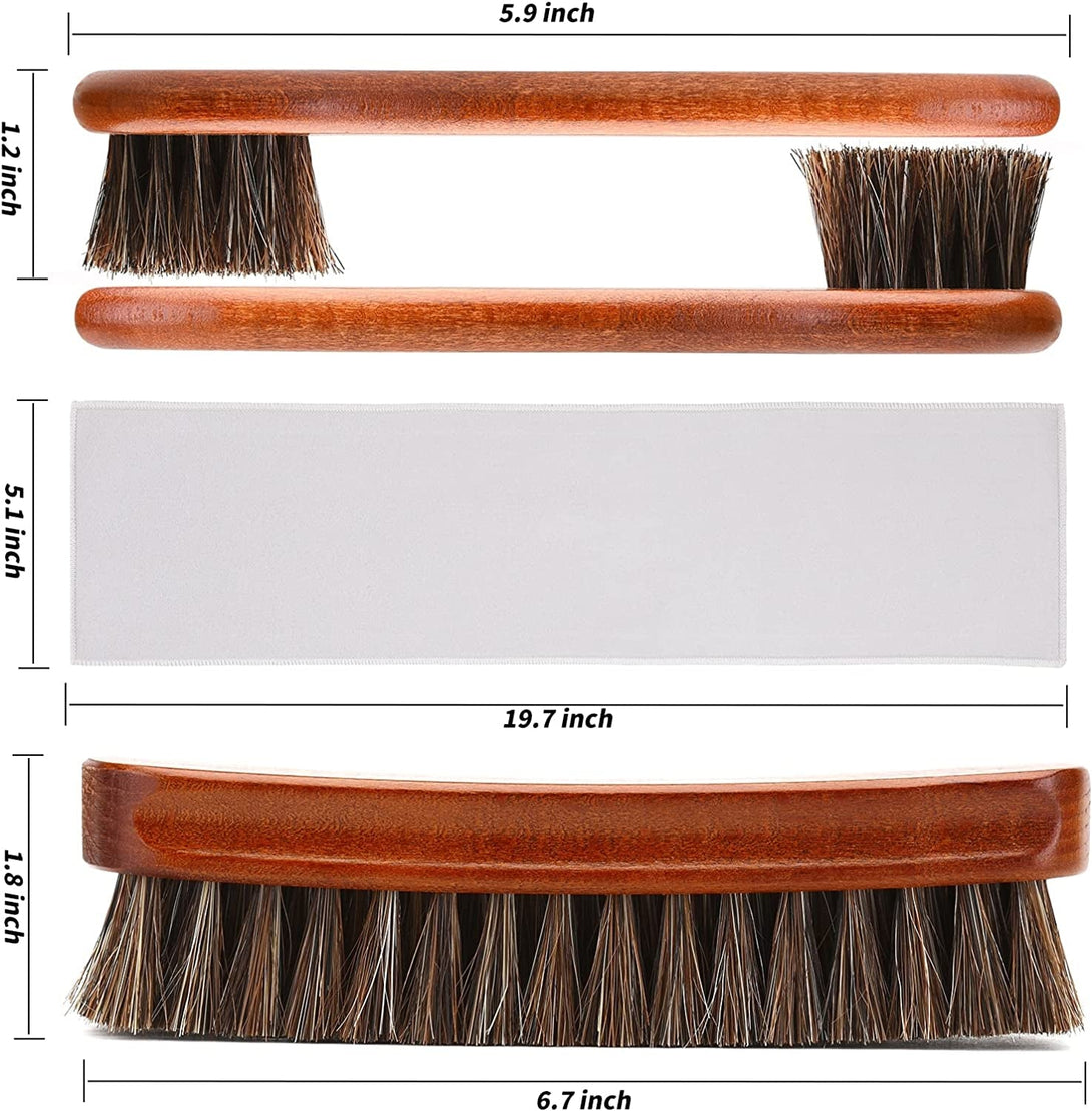 4-Piece Horsehair Shoe Brush Shine Kit, Shoe Polish Kit, Leather Shoes Boot Cleaning Brush Care Clean Dauber Applicators
