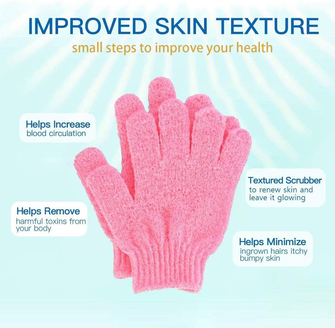 8 PCS ROTOPATA Deep Exfoliating Gloves Mitt with Hanging Loop for Shower, Spa, Body Scrubs, Dead Skin Cell Remover Bathing Accessories