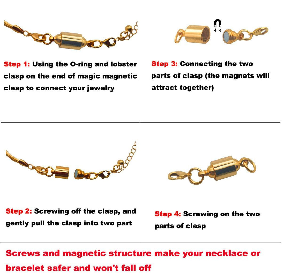 Zpsolution Screw Locking Magnetic Necklace Clasps and Closures Safety Easy Jewelry Clasps 6Mm Light and Small Keep the Clasp in Back 8Pcs Silver