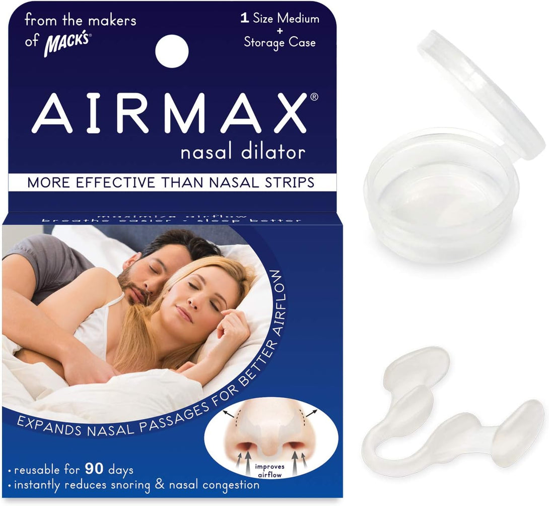 AIRMAX Nasal Dilator for Better Sleep - Natural, Comfortable, anti Snoring Device, Snoring Solution for Maximum Airflow and Easier Breathing (Medium - Clear)