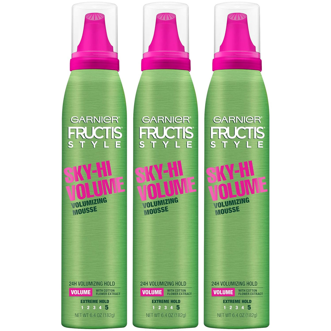 Garnier Fructis Style Sky-Hi Volume Mousse, Extreme Hold, 6.4 Oz, 3 Count (Packaging May Vary)