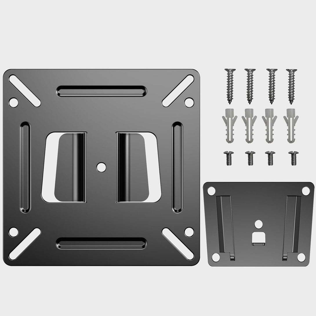 TETVIK Monitor Wall Mount Most 14-24“ Tvs Computer Universal Low Profile RV TV Wall Mount VESA up to 100X100Mm Max Weight 30Lbs Fits 15 19 20 22 23 Inch Camper Small Monitor Mount Bracket