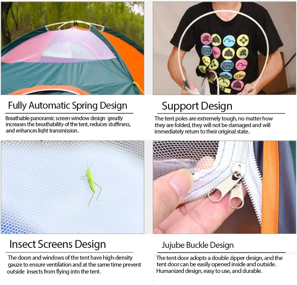 2 Person Instant Pop up Lightweight Camping Tent, Outdoor Easy Set up Automatic Family Travel Tent,Portable Backpacking Ultralight Waterproof Windproof Anti-Uv Sun Shelter Tent…