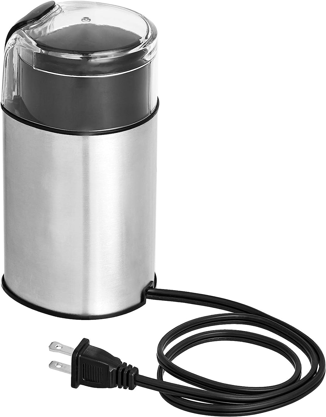 Amazon Basics Electric Coffee Grinder for Home Use, Spice Grinder for Coffee Beans, Herbs, Spices, Grains, Nuts, with Heavy-Duty Stainless Steel Grind Blades, 2.1Oz (60G), 150W, Black & Silver
