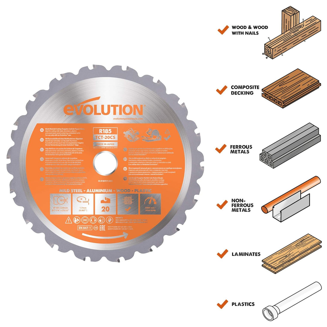 Evolution Power Tools RAGEBLADE 7-1/4-Inch Multipurpose Cutting Blade for Steel, Aluminum, Wood and Plastics