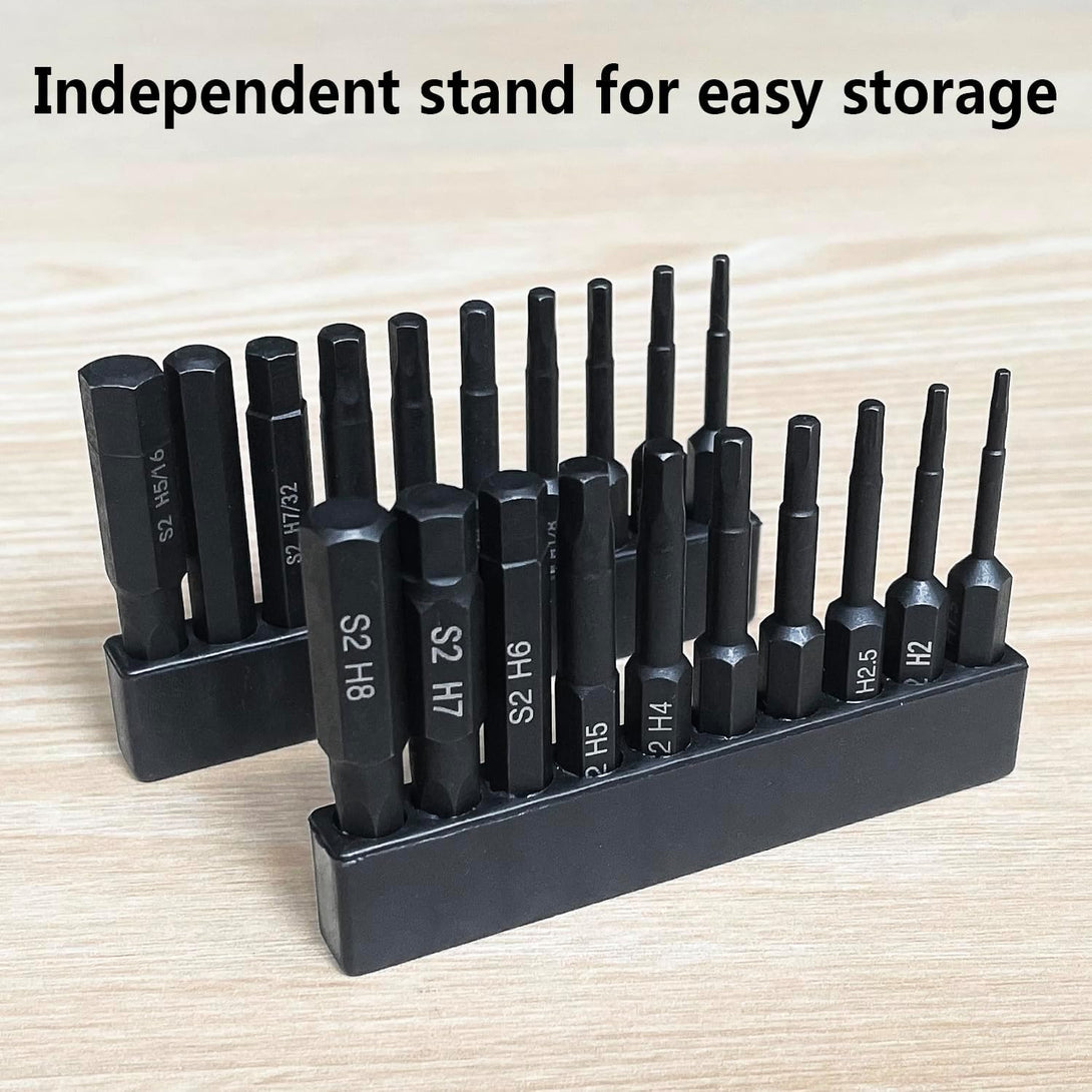 Hex Head Allen Wrench Drill Bit Set (10Pc Metric & 10Pc SAE), PTSLKHN Allen Wrench Drill Bits, Upgraded 1/4" Quick Release Shank Magnetic Hex Bit Set - Perfect for Ikea Type Furniture