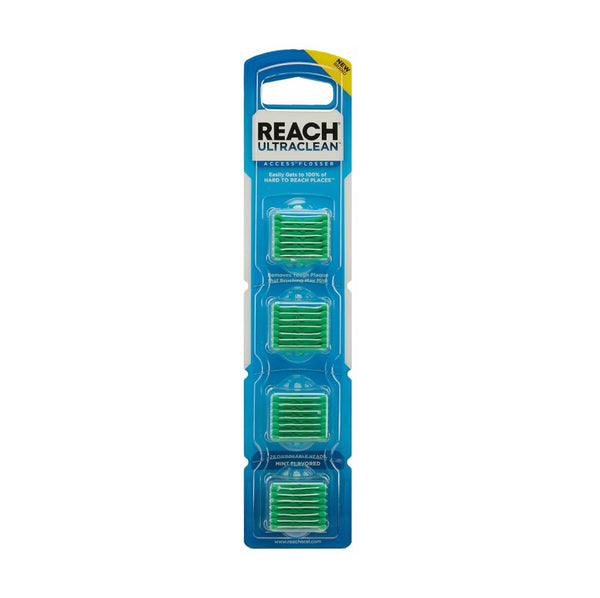 REACH Listerine Ultraclean Access Flosser Refill Heads, Mint, Plaque Remover for Teeth, Shred Resistant, for Hard to Reach Areas, Oral Care, PFAS Free, for Adults & Kids, 1 Pack, 28 Count