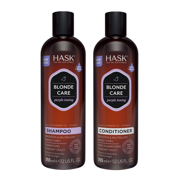 HASK BLONDE CARE 1 Shampoo + 1 Conditioner Set for Blonde Hair, Vegan, Color Safe, Gluten-Free, Sulfate-Free