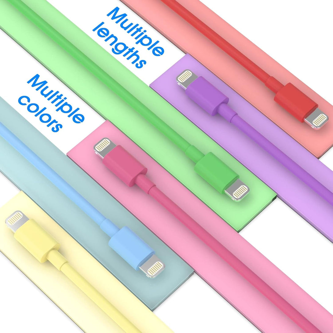 [Apple Mfi Certified] Iphone Charger, 6Pack(3/3/6/6/6/10 FT) Lightning Cable Apple Charging Fast High Speed USB Compatible 14/13/12/11 Pro Max/Xs Max/Xr/Xs/X/8-Multicolor