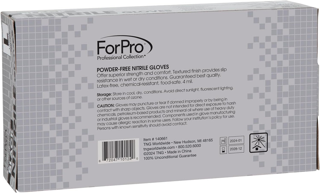 Forpro Professional Collection Disposable Nitrile Gloves, Chemical Resistant, Powder-Free, Latex-Free, Non-Sterile, Food Safe, 4 Mil, Black, Large, 100-Count