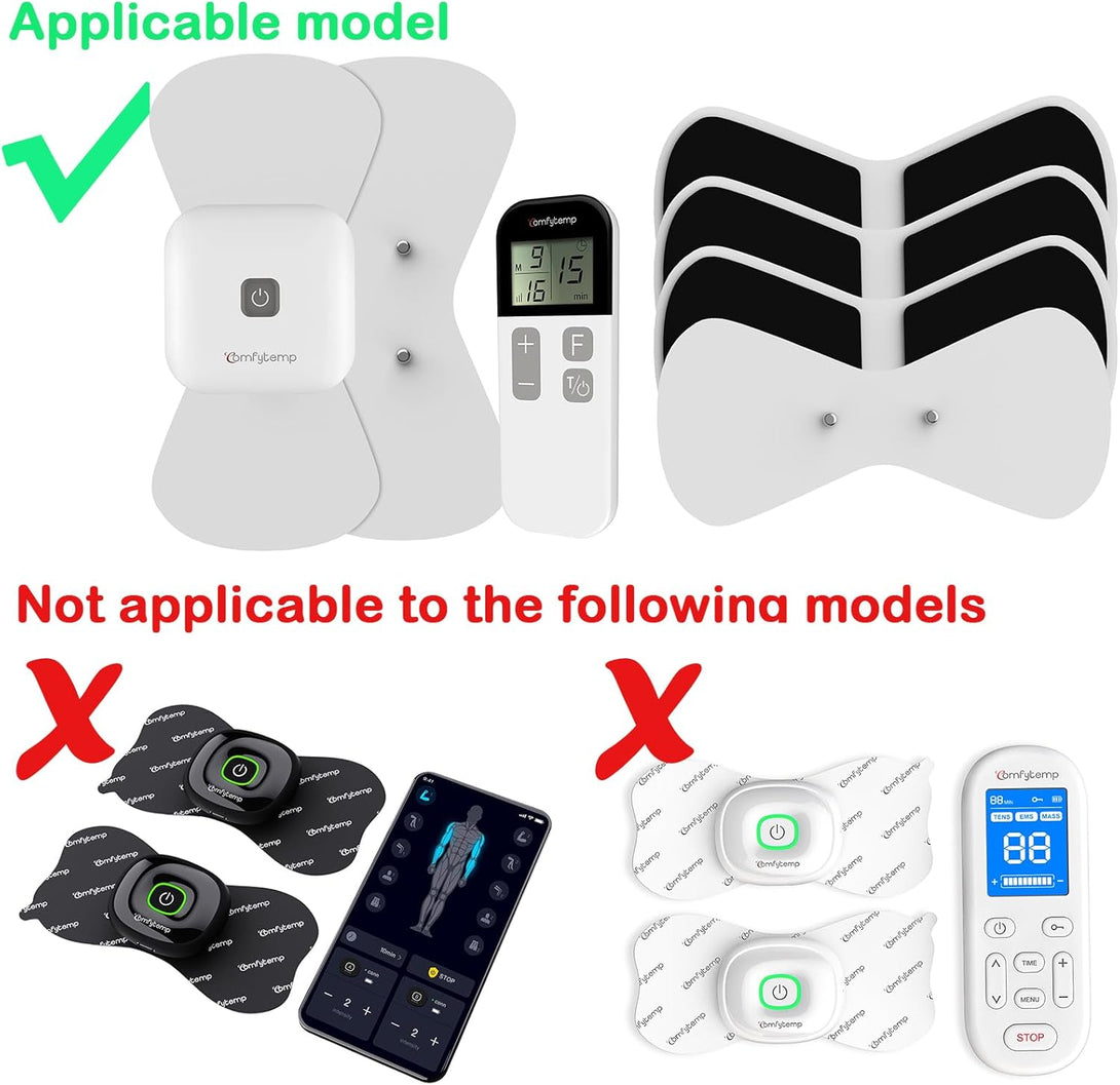 Comfytemp TENS Unit Replacement Pads Only for K6101, 4 Pack Wireless TENS Pads, 5.1" X 2.4" Reusable Self Adhesive Electrodes with Premium Quality, Non-Irritating Design for Muscle Stimulator Therapy