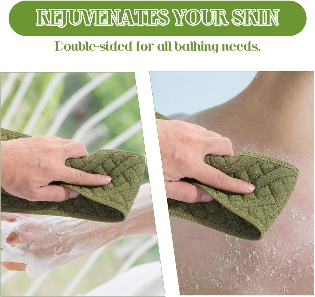 Long Body Scrubber Man Back Shower Double-Sided Exfoliating Body Scrubbers Exfoliating Cloth with Long Upgraded Handled Shower Scrubber for Men Bath Exfoliator