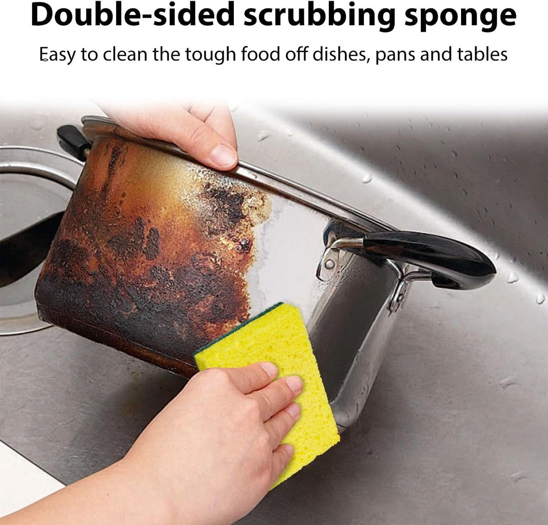 24 Pack Multi-Purpose Sponge Pads,Heavy Duty Scrub Sponges Effective Clean the Surface Stains,Can Be Used to Clean Kitchen,Pots,Bowls,Bathrooms,Tiles,Bathtubs,Walls a Good Helper for Home Cleaning