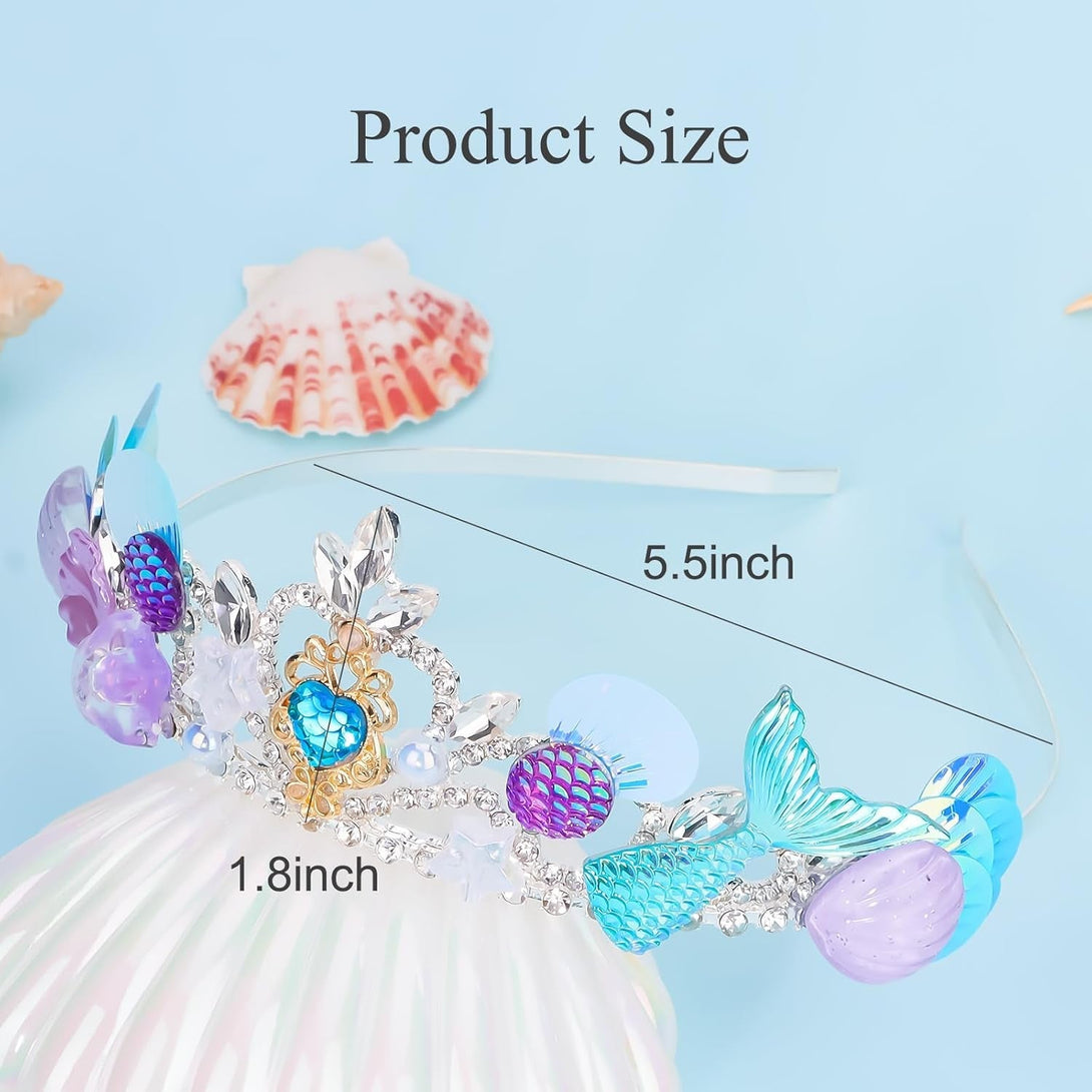 CIEHER Mermaid Crown for Girls Mermaid Headband Girls Seashell Crown for Little Mermaid Party Decorations Mermaid Birthday Decorations, Mermaid Accessories Halloween Costumes for Women