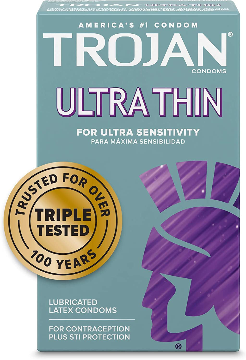 Trojan Condom Sensitivity Ultra Thin Spermicidal, 12 Count