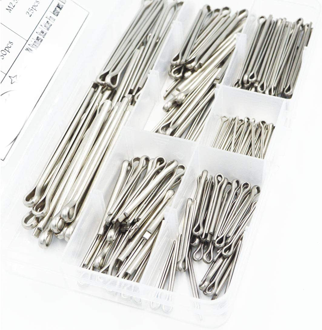 100Pcs 304 Stainless Steel Cotter Pin Clip Key Fastner Fitting Assortment Kit for Automotive Mechanics Small Engine Repair，Automotive, Mechanics, Car Garage, Power Equipment, Cars, Trucks Law