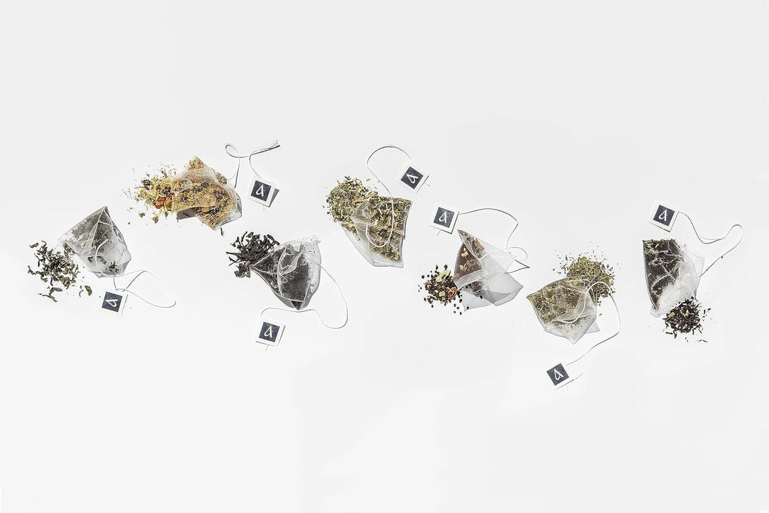 Arbata Assorted Artisinal Tea Sampler (14 Pyramid Tea Bags) Chai, Peach, English Breakfast, Chinese, Earl Grey, and Mint Teas - Green, Black, Herbal Tea Gift Set