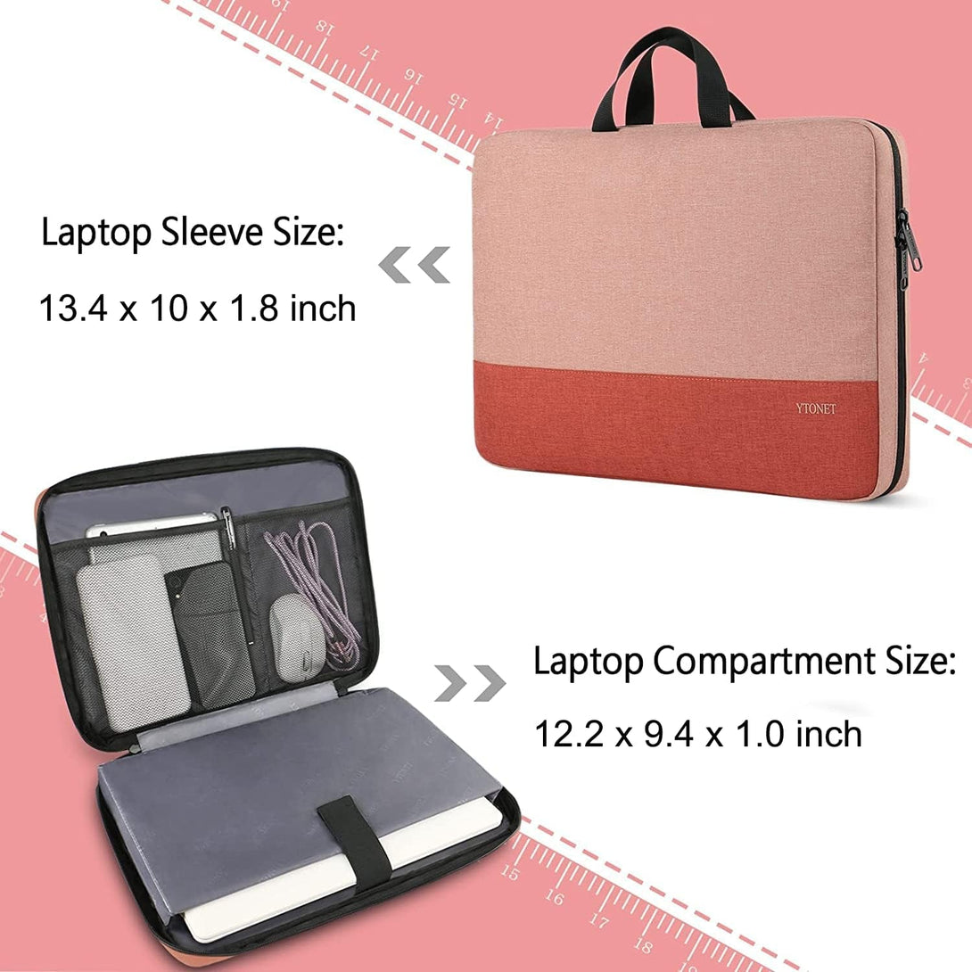 Ytonet 13 13.3 Inch Laptop Sleeve, TSA Slim Laptop Case with Handle, Water Resistant Computer Carrying Case, Compatible with Lenovo Macbook HP Dell Asus Notebooks, Gift for Men Women, Coral Pink