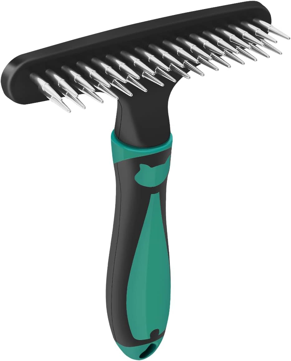 Carpet Restoration, Carpet Rake, Carpet Groomer Rake, Shag Rug Rake, Hair Cleaner Suitable for Rug and Carpet Undercoat Rake Comb, Slicone Handle Deshedding Brush for Dogs (Green)