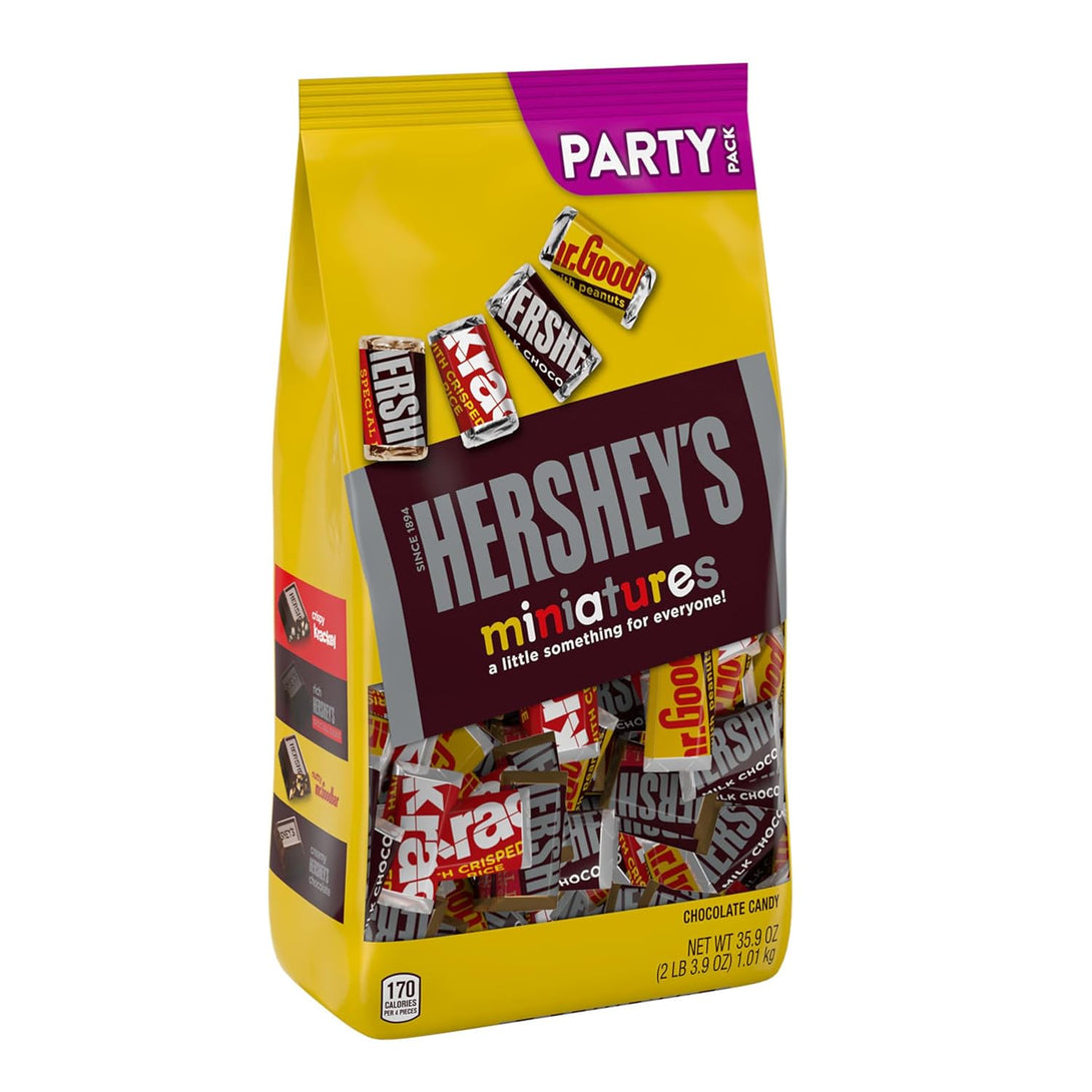 HERSHEY'S Miniatures Assorted Chocolate, Christmas Candy Party Pack, 35.9 Oz