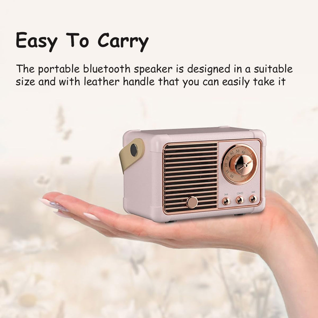 Retro Bluetooth Speaker, Portable Wireless Speaker with Crystal Clear Stereo Sound Rich Bass, Best Birthday Gifts Ideas for Women Teenage (Pink)