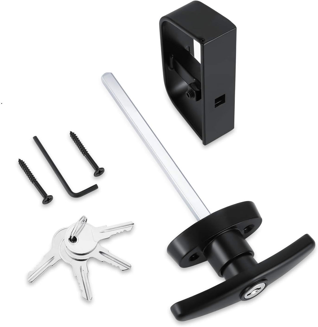 Shed Door Latch T-Handle Lock Kit with 4 Keys,Storage Barn Shed Door Hardware Lock Set 4½" and 5½" Stem