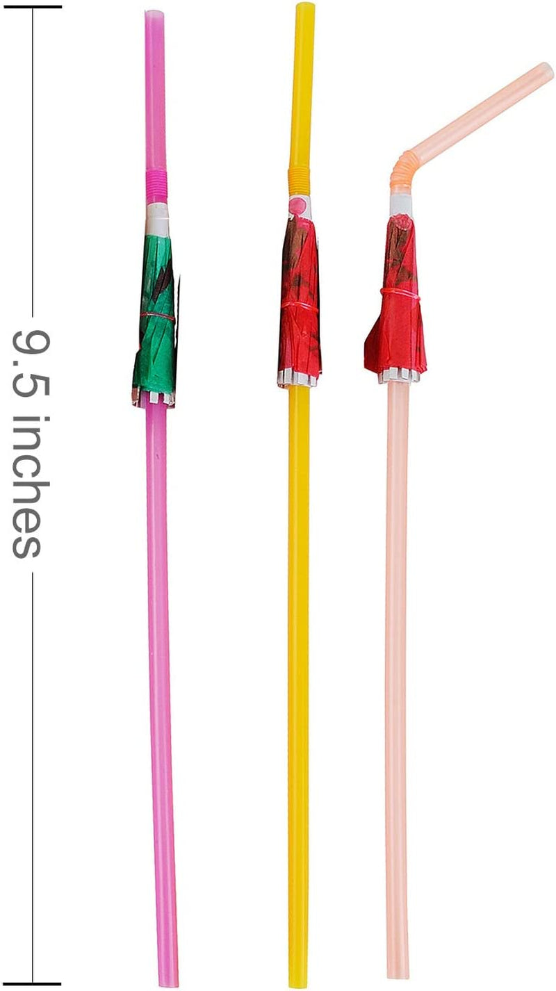 ALINK 50 Umbrella Parasol Drinking Straws, Hawaiian Beach Cocktail Luau Party Decorations Supplies