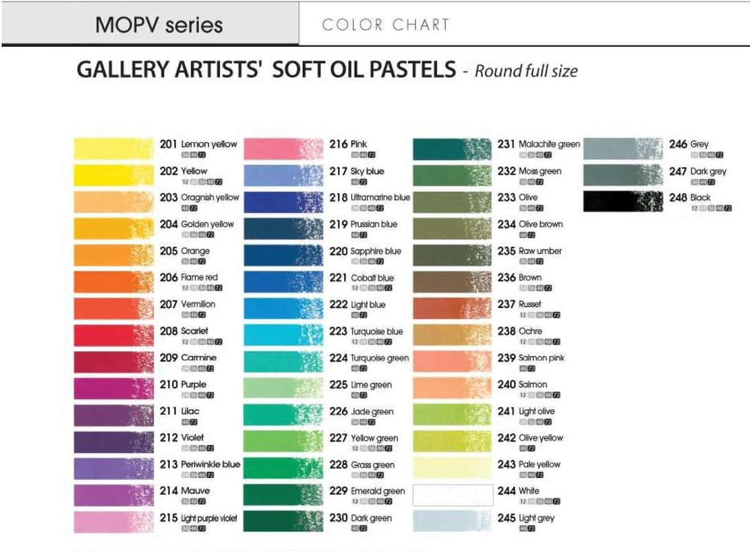 MUNGYO Gallery Artists' Soft Oil Pastels Professional, 48 Assorted Colors, Vibrant and Blendable