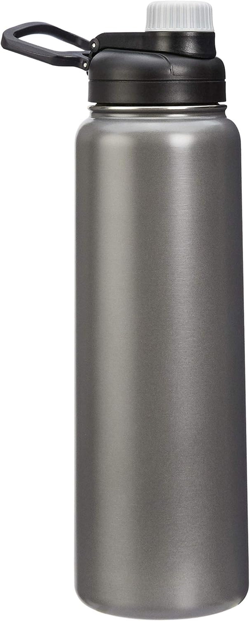 Amazon Basics Large Stainless Steel Insulated Water Bottle, Spout Lid, 30.1 Ounces, Gray
