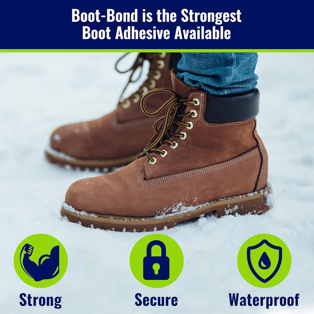 Boot Glue - Quick Dry Boot Repair Formula Works in Seconds - Tough but Flexible Glue Seal - Waterproof Boot Heel Fix Works on Shoe Heel Repair, Thick Sole Boots, Sneakers, and More