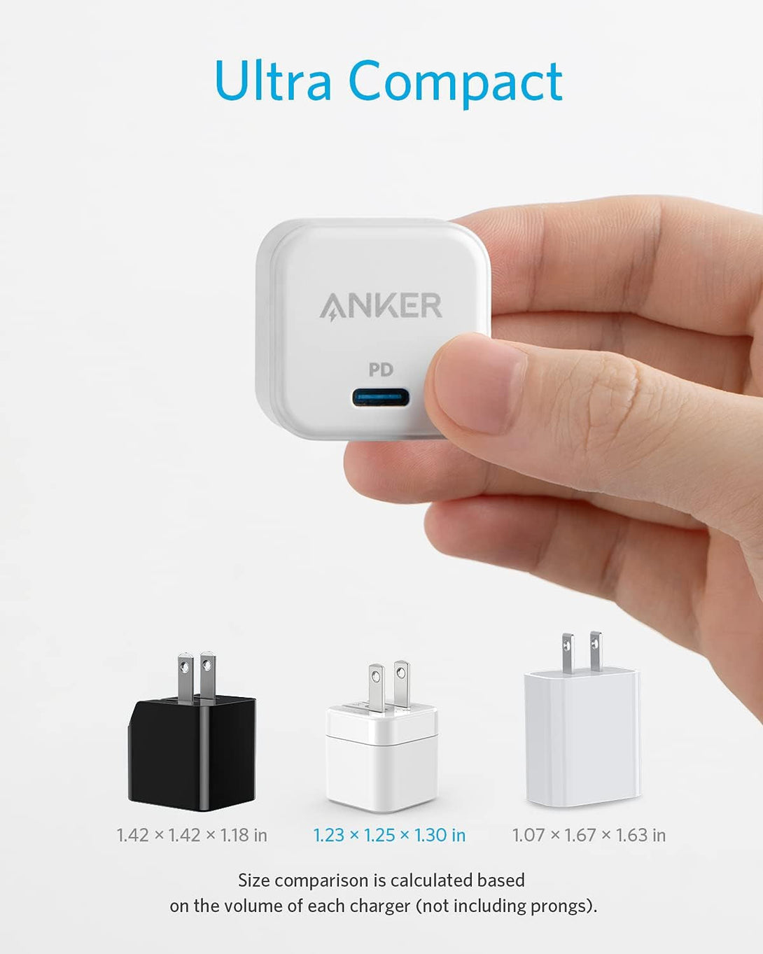 Anker USB C Charger with Foldable Plug, 20W USB C Charger Block for Iphone 16 / 15 and More Series, Galaxy, Pixel, Ipad (Cable Not Included, 2 Pack)