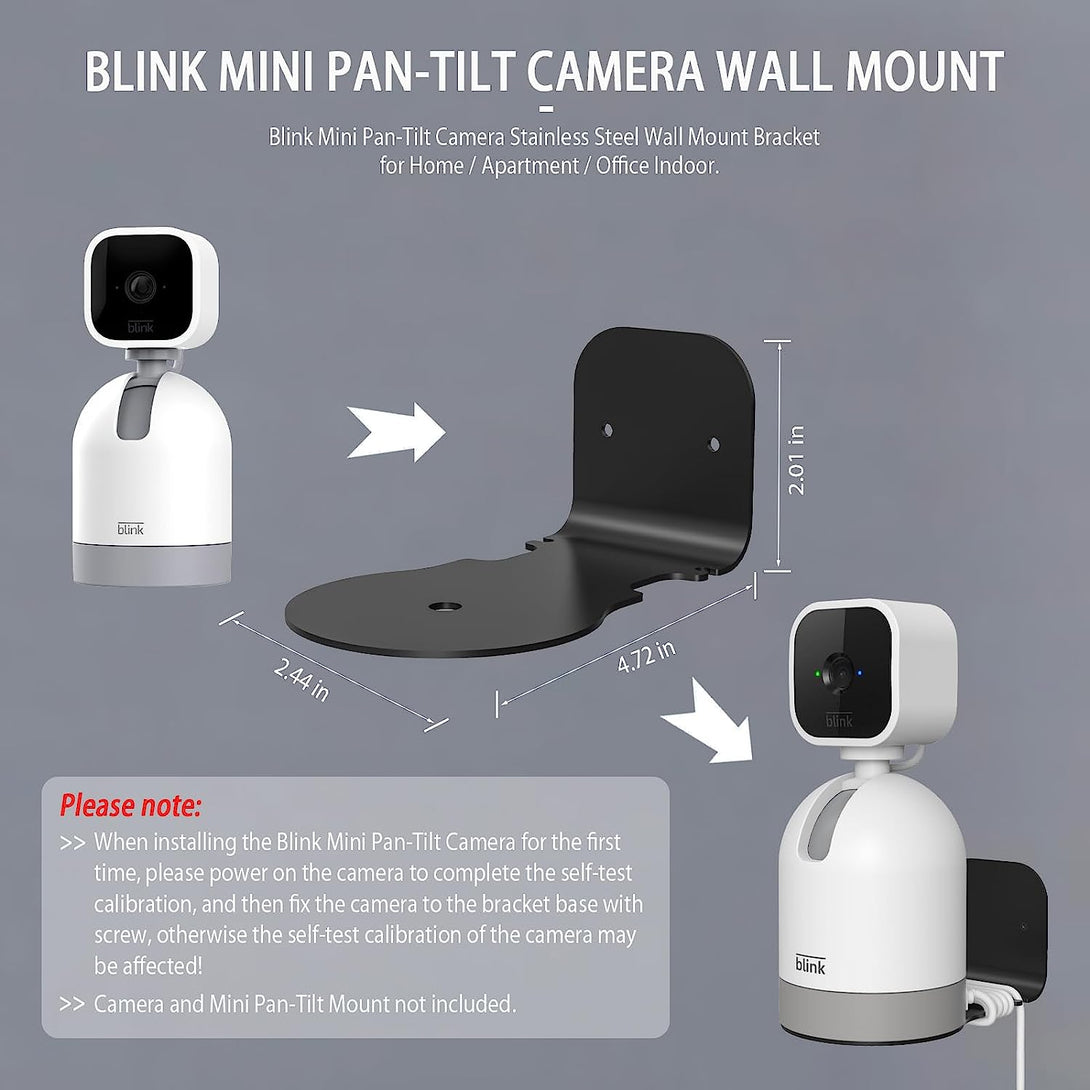 Wall Mount for Blink Mini Pan-Tilt Camera - Blink Mini Pan-Tilt Camera Black Stainless Steel Wall Mount Bracket/Holder for Home/Apartment/Office Indoor (1-Pack)