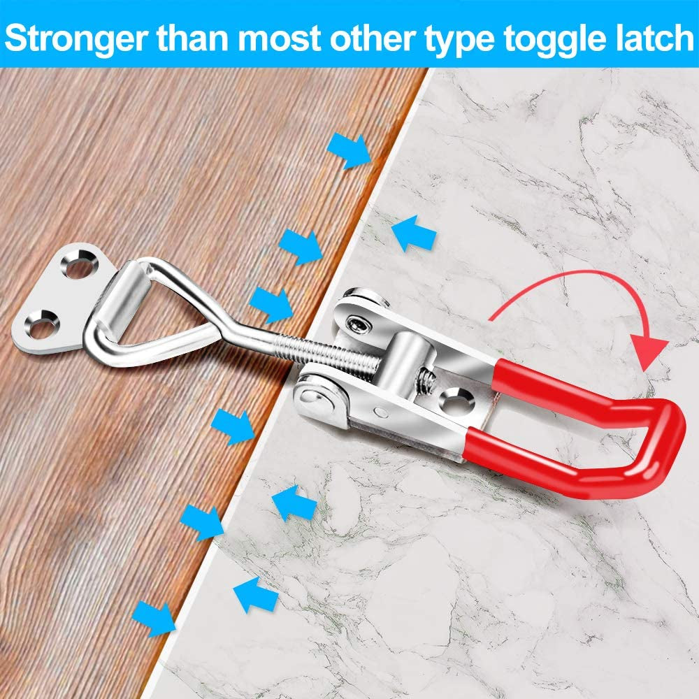 6 Pack Toggle Latch Clamp 4001, Adjustable Latch, Smoker Clamps Heavy Duty Latches, 330Lbs Holding Capacity Pull for Lid Jig, Tool Box Case (24PCS Screws)