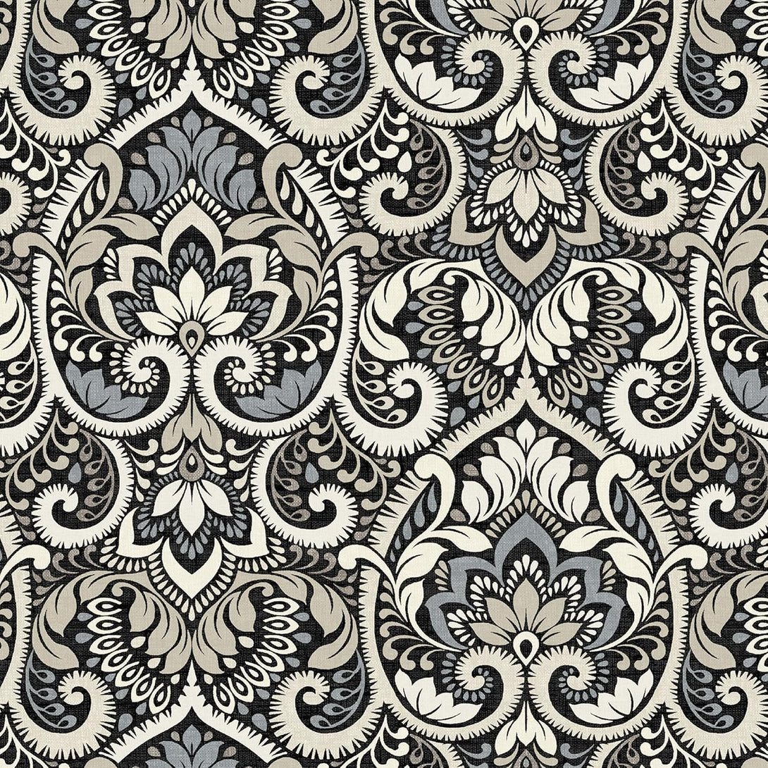 Arden Adirondack Chair Cushion, 19 X 18, Rain-Proof, Fade Resistant, Cushions for Adirondack and Rocking Outdoor Chairs 18 X 19, Black Aurora Damask