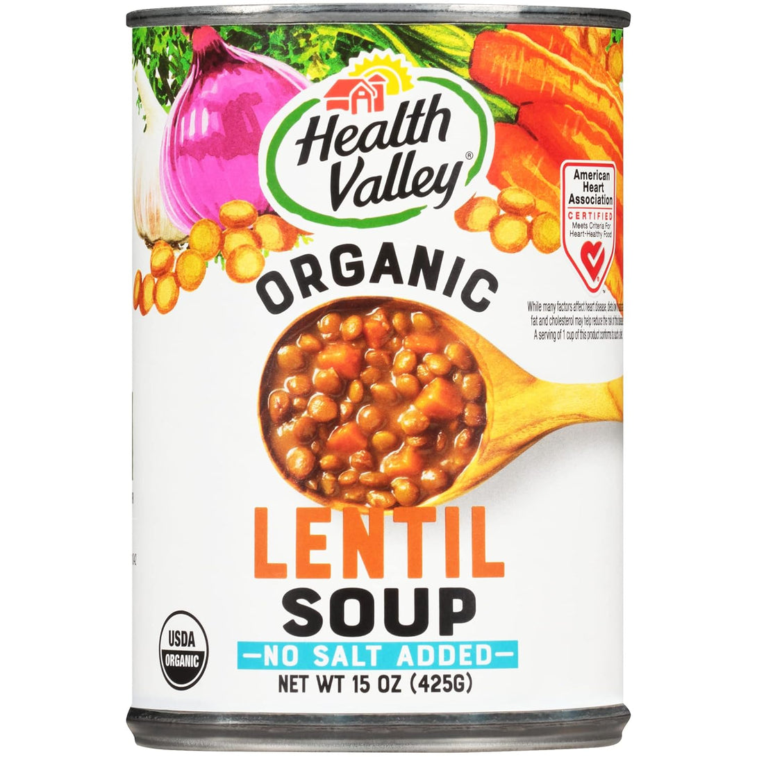 Health Valley Organic Soup, No Salt Added, Lentil, 15 Oz (Pack of 12)