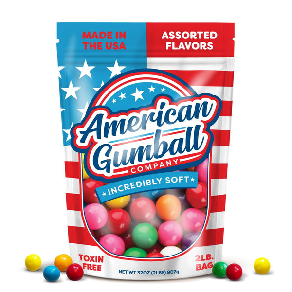 American Gumball Company Refill Gumballs 2 Pound Bag - .62 Inch Small Gumballs for 1/2" Gumball Machine, Assorted Flavors